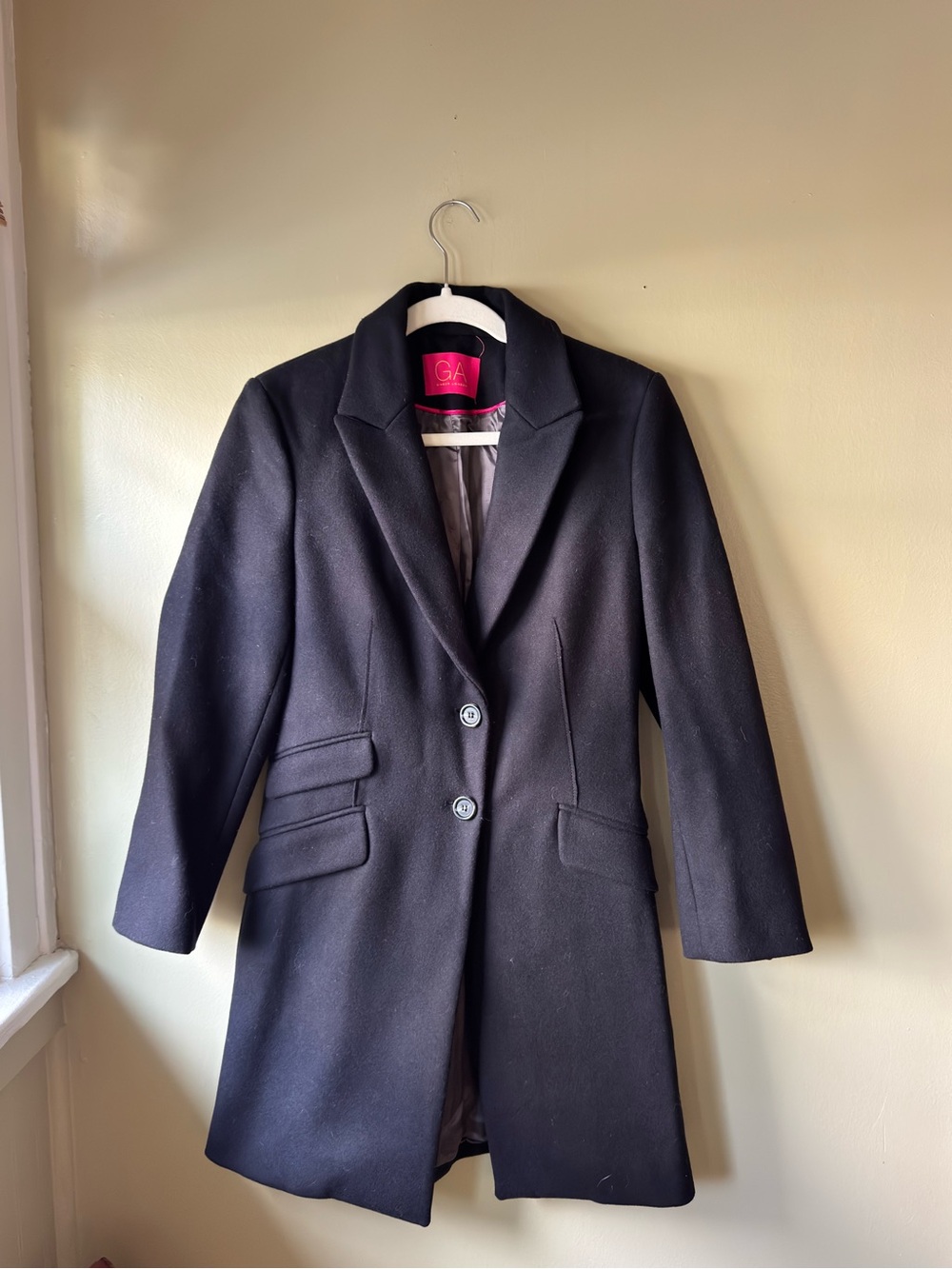 Navy Blue Wool Tailored Pea Coat